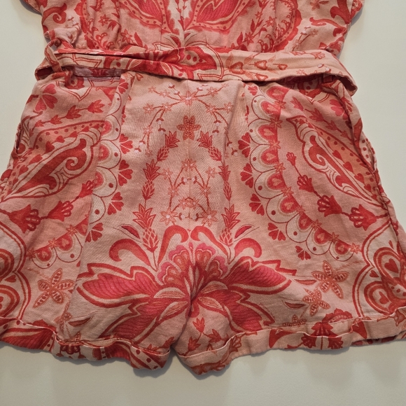 FARM Rio Jaipur Red Romper Short sleeves Collared Front button Size L - Picture 12 of 14